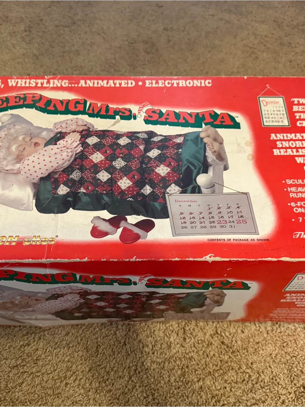 Telco Vintage Sleeping Mrs. Santa Animated Holiday Decoration